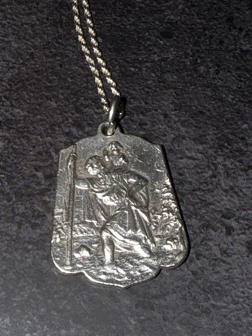 Vintage German Silver St. Christopher Medal- Germany Mid Century Pendant - Picture 9 of 13